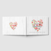 白い木材フローラハートが赤ちゃんのシャワーを希望 ゲストブック (全面)