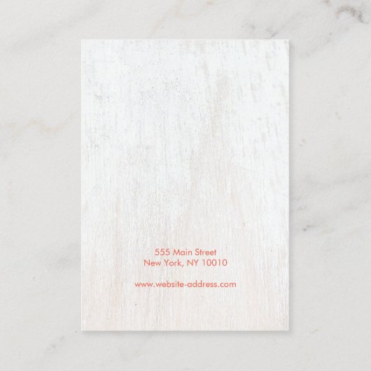 白い木素朴材フローラスクリプトイヤリングディスプレイ 名刺 (裏面)