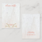 白い木素朴材フローラスクリプトイヤリングディスプレイ 名刺 (正面/裏面)