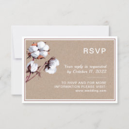 白い木綿花。ボタニ素朴ック結婚ス 出欠カード