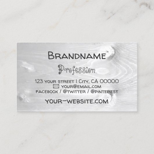 白い木製の板素朴木樹皮の木目 名刺 (裏面)