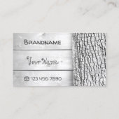 白い木製の板素朴木樹皮の木目 名刺 (正面)