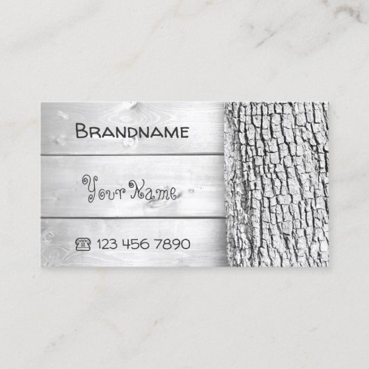 白い木製の板素朴木樹皮の木目 名刺 (正面)