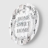 白い木製の素朴な農家の家の菓子の家 ラージ壁時計 (傾斜)