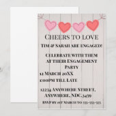 白い木製の背景にキュートなハートマーク 招待状 (正面/裏面)