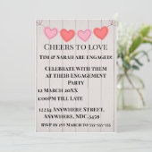 白い木製の背景にハートのモチーフ  招待状 (スタンド正面)