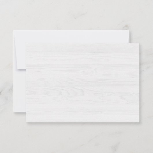 白い木製の背景のエレガントで素朴な松の木 出欠カード (裏面)