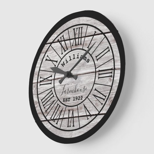 白い木製の農家の姓の大きい時計 ラージ壁時計 (傾斜)