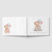 白い木製バルーン&ベアーウィッシュの赤ちゃんシャワー ゲストブック (全面)