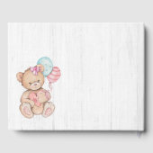 白い木製バルーン&ベアーウィッシュの赤ちゃんシャワー ゲストブック (裏面)