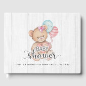 白い木製バルーン&ベアーウィッシュの赤ちゃんシャワー ゲストブック (正面)