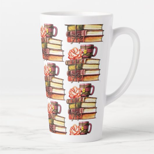 白い本とお茶 カフェラテマグ (右)