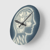 白い本を白熱［赤熱］光を放つ持つ羽のような頭(Dark BG) ラウンド壁時計 (傾斜)