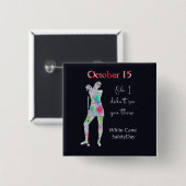 白い杖の安全の日、青白い盲目の女の子ボタン 缶バッジ (正面&裏面)