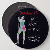 白い杖の安全の日、青白い盲目の女の子ボタン 缶バッジ (正面&裏面)