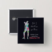 白い杖の安全の日、青白い盲目の女の子ボタン 缶バッジ (正面&裏面)