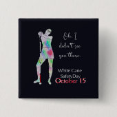 白い杖の安全の日、青白い盲目の女の子ボタン 缶バッジ (正面)