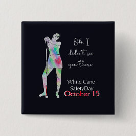 白い杖の安全の日、青白い盲目の女の子ボタン 缶バッジ