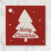 白い松と雪片が赤いクリスマスツリー フェイバータグ (正面)