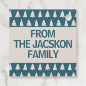 白い松と雪片のクリスマスツリーと青 フェイバータグ (裏面)