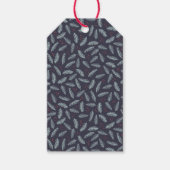 白い松の枝の羽毛 ホーリー ベリー クリスマス ギフトタグ (正面)