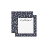 白い松の枝 羽毛 ホーリーの実 クリスマス ノートカード (正面/裏面インサイチュ)