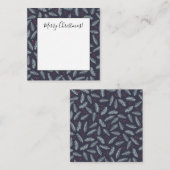 白い松の枝 羽毛 ホーリーの実 クリスマス ノートカード (正面/裏面)