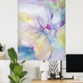 白い板の上で眠っている白猫の水色 ポスター (ホームオフィス)