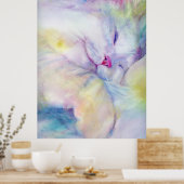 白い板の上で眠っている白猫の水色 ポスター (キッチン)