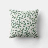 白い枕のシャムロックのDitsy緑のパターン クッション (裏面)