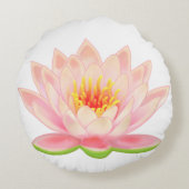 白い枕の上にピンクの水百合花 ラウンドクッション (裏面)