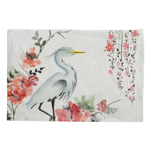 白い枕はアジア花クレーンを包装します 枕カバー (裏面-左)