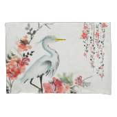 白い枕はアジア花クレーンを包装します 枕カバー (正面左)