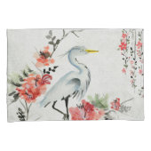 白い枕はアジア花クレーンを包装します 枕カバー (正面右)