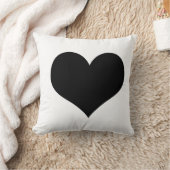 白い枕黒のハート クッション (ブランケット)