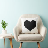 白い枕黒のハート クッション (椅子)