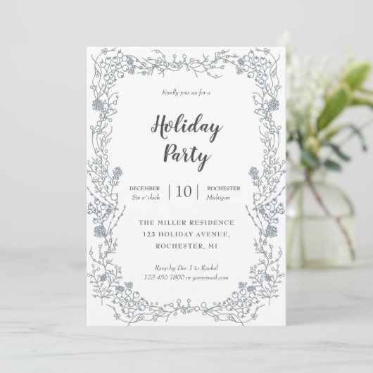 白い果実フレームの休日のパーティ 招待状 (スタンド正面)