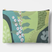 白い果実ミックスグリーン色ブロックモダン アクセサリーポーチ (正面)