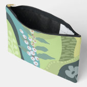 白い果実ミックスグリーン色ブロックモダン アクセサリーポーチ (見開き)