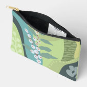 白い果実ミックスグリーン色ブロックモダン アクセサリーポーチ (見開き)