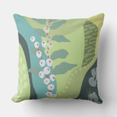白い果実ミックスグリーン色ブロックモダン クッション (正面)