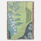 白い果実ミックスグリーン色ブロックモダン スローブランケット (正面縦)