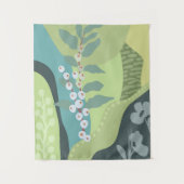 白い果実ミックスグリーン色ブロックモダン タペストリー (正面)