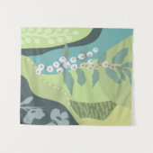 白い果実ミックスグリーン色ブロックモダン タペストリー (正面(横))