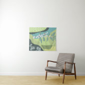 白い果実ミックスグリーン色ブロックモダン タペストリー (インサイチュ(横))