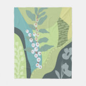 白い果実ミックスグリーン色ブロックモダン フリースブランケット (正面)