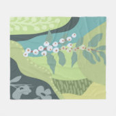 白い果実ミックスグリーン色ブロックモダン フリースブランケット (正面(横))