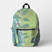 白い果実ミックスグリーン色ブロックモダン プリントバックパック (正面)