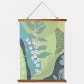 白い果実ミックスグリーン色ブロックモダン 吊り下げ型タペストリー (正面)