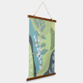 白い果実ミックスグリーン色ブロックモダン 吊り下げ型タペストリー (傾斜あり)